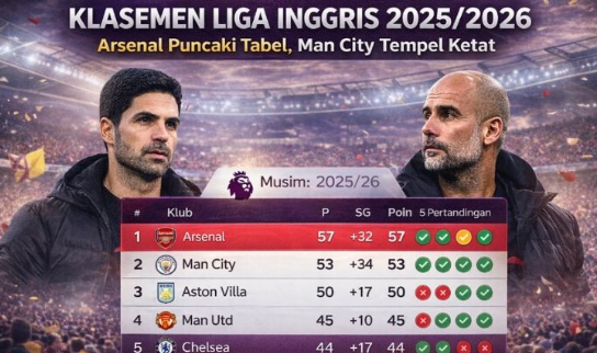 Klasemen Liga Inggris 2026: Persaingan Sengit di Puncak